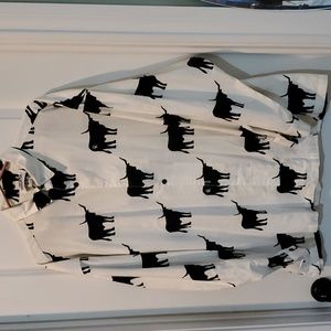 Cockney rebels longhorn western shirt. White cotton with black longhorns. Rare.